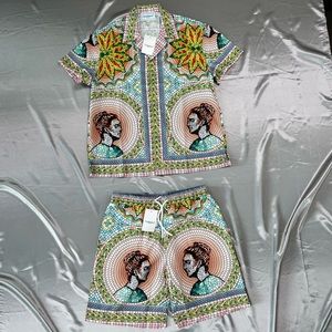 Casablanca Mosaics Grecques Silk Shirt + Short Set